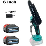 Teetok - Elektro-Kettensägen, 6-Zoll-Mini-Kaltkettensäge + 2 x 5,5-A-Akku + Ladegerät ,Kompatibel mit Makita-Akku
