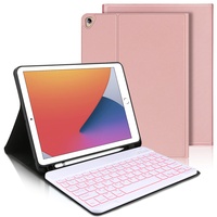 IVEOPPE iPad 10.2 Hülle mit Tastatur,iPad 9. Generation Hülle mit Tastatur, iPad Pro 10.5 Zoll Tastatur a1709, Bluetooth QWERTZ iPad 9.Gen/8.Gen/7.Gen/Air 3 2019 Tastatur mit SchutzHülle,Rose