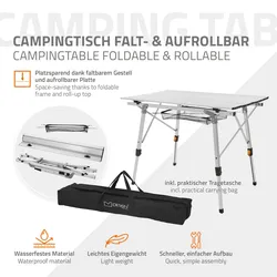 Aluminium Falttisch Aufrollbar Silber Klapptisch Gartentisch