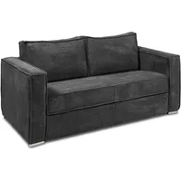 Vente-unique - Schlafsofa mit Matratze 4-Sitzer - Cord - Anthrazitgrau - Liegefläche 160 cm - Matratze 14 cm - loreto