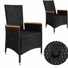 CASARIA Polyrattan Gartenstuhl 63 x 68 x 108 cm schwarz 2 St.