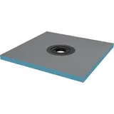 doporro Duschelement Befliesbar mit Gefälle 80x80x4cm in Beton Grau Duschboard Zuschneidbar mit Ablaufrinne waagerechter Ablauf XPS