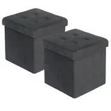 Woltu 2er-Set Sitzhocker, SH69 mit Stauraum aus Samt, 37,5x37,5x38CM(LxBxH), grau - Woltu