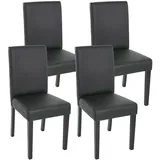 4er-Set Esszimmerstuhl Lehnstuhl Littau Kunstleder, dunkle Beine, schwarz matt