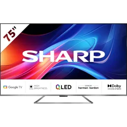SHARP QLED-Fernseher "4T-C75GP7x", G (A-G), silber, 75, Fernseher