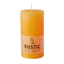 Papstar Rustic Stumpenkerze, durchgefärbt, Hochwertige Zylinderkerze aus Paraffin- und Stearin, 1 Karton = 6 Stück, goldgelb