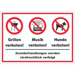 Grillen Musik Hund verboten Aufkleber A8 (52x74mm)
