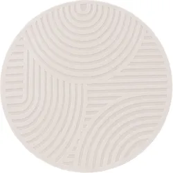 Teppich PACO HOME "Livorno 674", beige (creme), H:14mm Ø:160cm, Polypropylen, Teppiche, Uni-Farben, Scandi, Regenbogen, Hoch-Tief Effekt, Outdoor geeignet
