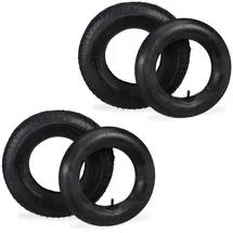 Relaxdays Sackkarrenreifen mit Schlauch 2er Set, Ersatzreifen 4.00-8 für Sackkarre, Stollenprofil, bis 150 kg, schwarz