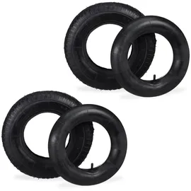 Relaxdays Sackkarrenreifen mit Schlauch 2er Set, Ersatzreifen 4.00-8 für Sackkarre, Stollenprofil, bis 150 kg, schwarz