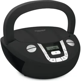 TechniSat Viola CD-1 - tragbarer Stereo CD-Player, Boombox mit praktischem Tragegriff (Radio für Kinder, UKW Radiotuner, Bluetooth-Empfang, 2 x 1 W RMS-Leistung, Netz- und Batteriebetrieb) schwarz