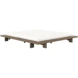 Karup Design Bettgestell »JAPAN BED Bodenbett, Holzrahmen, Futonbett, Jugendbett, Holzbett«, Massivholzbett mit Lattenrost, Kiefer massiv, Doppelbett ohne Kopfteil braun