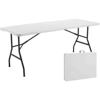 Oviala 8-Sitzer Klapptisch und schwarz drapierte Tischdecke