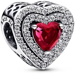 Pandora 799218C02 Silber Charm Funkelndes Rotes Herz
