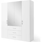 Set One by Musterring Drehtürenschrank "Henderson", weiß (alpinweiß), B:201cm H:223cm T:60cm, Holzwerkstoff, SET ONE BY MUSTERRING, Schränke, Drehtürenschrank, mit Spiegel und 3 Schubladen, inkl. Fachböden und Kleiderstangen