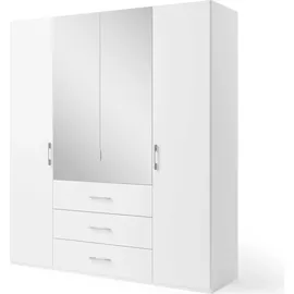 Set One by Musterring Drehtürenschrank "Henderson", weiß (alpinweiß), B:201cm H:223cm T:60cm, Holzwerkstoff, SET ONE BY MUSTERRING, Schränke, Drehtürenschrank, mit Spiegel und 3 Schubladen, inkl. Fachböden und Kleiderstangen