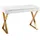Wohnling Schreibtishc 118 cm weiß hochglanz Schreibtisch weiß rechteckig, X-Fuß-Gestell gold 118,0 x 57,0 cm