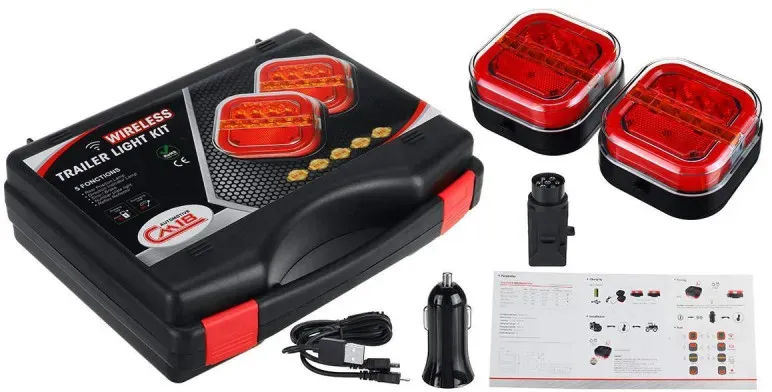 Set kabelloser LED-Stopplichter (Wireless) mit Magnet, Neon, 12–24 V für Anhänger, Plattform und mehr.