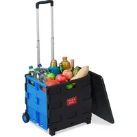 Relaxdays Einkaufstrolley klappbar, bis 35 kg, 50 l Kiste,