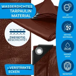 Abdeckplane 140 g/m2 (10 x 15 m, Braun) wasserdichte Plane mit Ösen - Gewebeplane Schutzplane