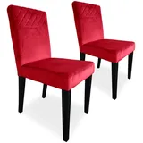 Menzzo Milo Set mit 2 gepolsterten Stühlen, Samtbezug Rot