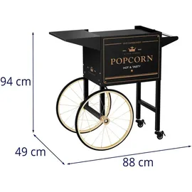 Royal Catering Wagen für Popcornmaschine Popcorntrolley 2 Bremsen schwarz & golden