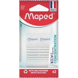 Maped - 2 Radierer KIDY LEARN CONCENTRATION - strukturierte Oberfläche - sensorische Stimulation - Effizienter Radiergummi - Made in France - recycelbare Papierverpackung