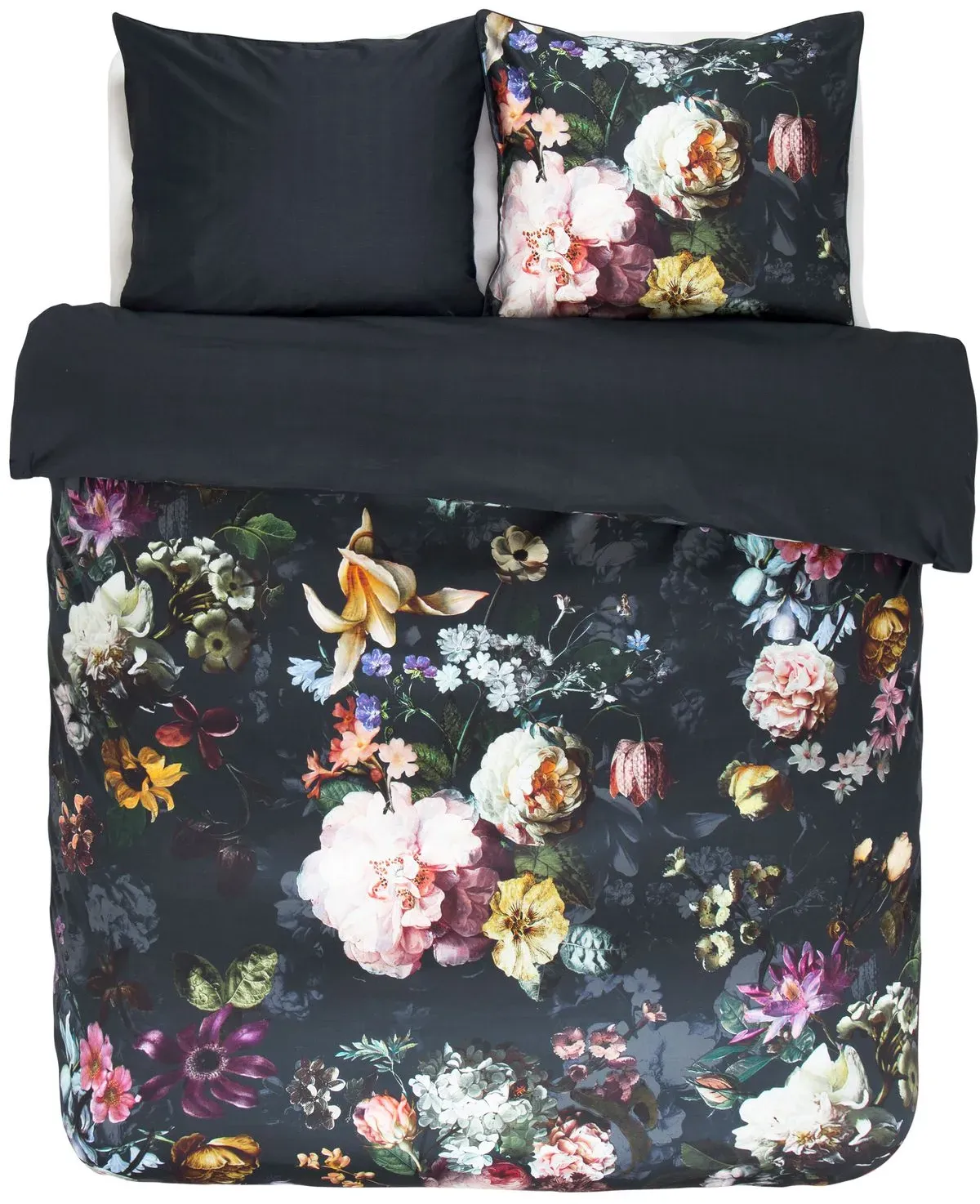 Essenza »Fleur« Satin Bettwäsche Nightblue 155x220 cm / 80x80 cm
