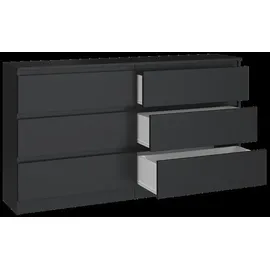 Top e shop Topeshop M6 140 CZAR 2X3, Schwarz, 6 Schublade(n), Partikelbord, Einfarbig, Modern, Partikelbord - Schwarz