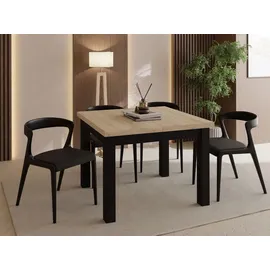 WFL GROUP Quadratischer Esstisch 100-200 x 76,5 cm Eiche Sonoma Hellbraun