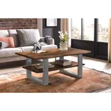 möbelliebling Sam Couchtisch Baumkante 115 x 65 cm Akazie massiv + nussbaumfarben silber PATRICK