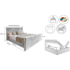 kaiser möbel Boxspringbett 140 x 200 cm H3 Hellgrau