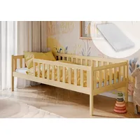 Kids Collective Kinderbett 90x200 mit Rausfallschutz, Lattenrost und Matratze,