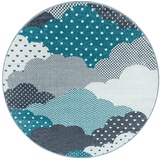 Ayyildiz Kinderteppich »Bambi 820«, rund, Wolken Motiv, Kurzflor, blau