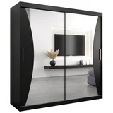 abiks möbel Schwebetürenschrank MONACO 200 x 200 x 62 cm Schwarz