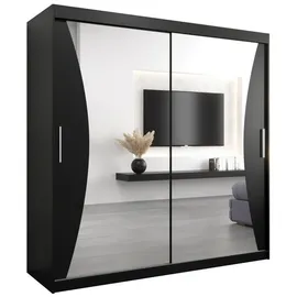 abiks möbel Schwebetürenschrank MONACO 200 x 200 x 62 cm Schwarz
