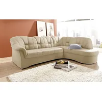 Ecksofa DOMO COLLECTION "Papenburg L-Form" Sofas Gr. B/H/T: 241cm x 84cm x 178cm, Microfaser PRIMABELLE, Ottomane rechts, ohne Bettfunktion, beige (natur) mit Ottomane, wahlweise Bettfunktion