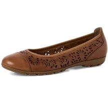 Marco Tozzi Damen Ballerinas weiches Feel Me Fußbett Leder weiches Innenfutter Elegant, braun (Cognac), 37 EU