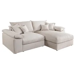 riess-ambiente Design Ecksofa ATMOSPHERE XL 245cm champagner beige Cord Federkern inkl. Kissen