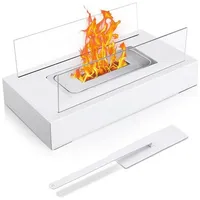 XDeer Tischfeuer Tischkamin für Indoor und Outdoor mit Löschgerät und, Sicherheitsglas Bioethanol Tischkamin Tischfeuer Terrassenfeuer weiß