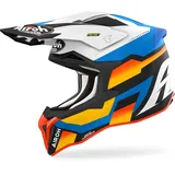 Airoh Strycker Glam Motocrosshelm - Matt Schwarz/Blau/Weiß/Orange - M