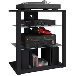 Ebuy24 Folas Hifi-Möbel 3 Ablagen schwarz.