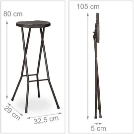 Relaxdays Barhocker klappbar 29 x 32,5 x 80 cm Braun