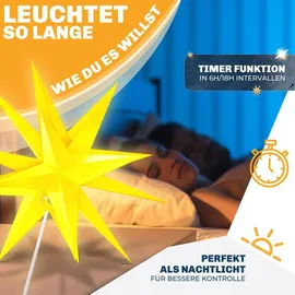 Kesser Leuchtstern 3D, LED Weihnachtsstern mit Timer für Innen und Außen Adventsstern Beleuchtet hängend Stern - Warmweiß Licht - Weiß