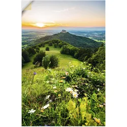 Wandfolie ARTLAND "Burg Hohenzollern bei Sonnenuntergang", grün (farbe bild(er): grün), B:60cm H:90cm T:0,1cm, Dekorfolie, Bilder, selbstklebend