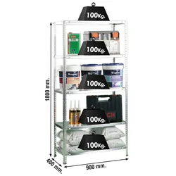 Proregal Schraubregal Panda Tall | HxBxT 200x100x40cm | Fachlast 100kg | Verzinkt