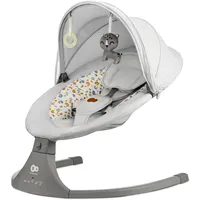 Kinderkraft LUMI 2 Babywippe, Elektrische Babyschaukel, Von der Geburt bis 9 Monate, Höhenverstellbar, 5 Schaukelmodi, 12 Melodien, Bogen mit Spielzeug, Dunkelgrau