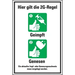 Hinweisschild Hier gilt die 2G-Regel, Kunststoff, 200x300mm