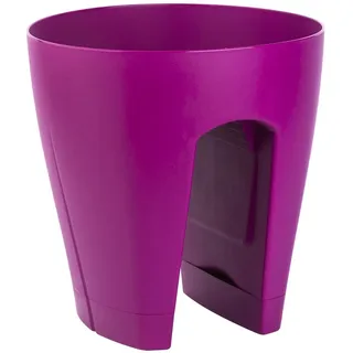 Engelland Blumentopf Geländertopf mit Wasserauffangschalen (Vorteils-Set, 1 St., Fassungsvermögen 9 Liter je Topf), UV-beständig, wetterfest, frostbeständig, ideal für Geländer/Zäune lila