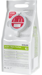 ECOLAB IncidinTM Wipes FlexPack Einweg-Tuchspender, Hygienischer Einweg-Tücherspender zur Befüllung mit Flächendesinfektionsmittel, 1 Rolle = 99 Tücher, rote Kappe